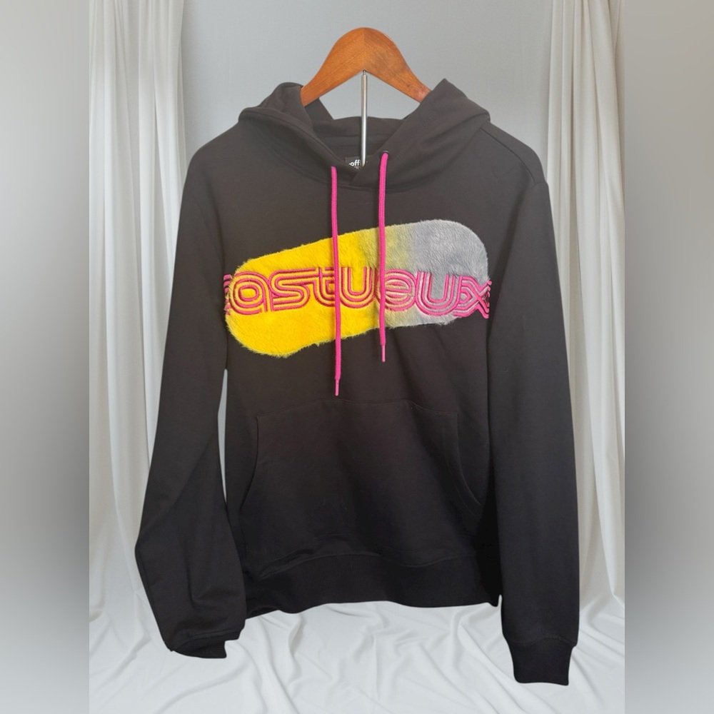 Offbeat Everything is Real Black Hoodie Men or Women Unisex Size Large